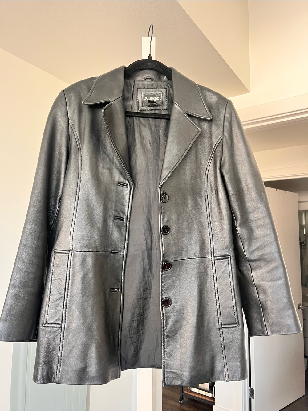 Vintage Outbrook Genuine Leather Jacket Black Size Small